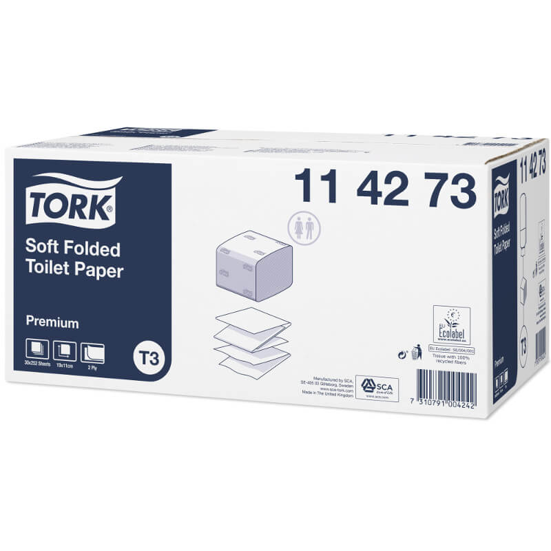 PAPIER WC PLAT 2 PLIS BULK TORK T3 - 30 paquets de 250 feuilles